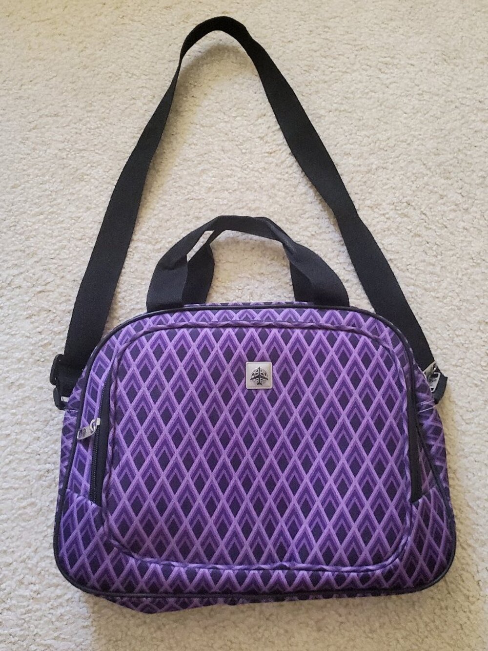 Skyline Purple Diamond Geometric Travel Tote Bag Shoulder Strap Carry On Luggage